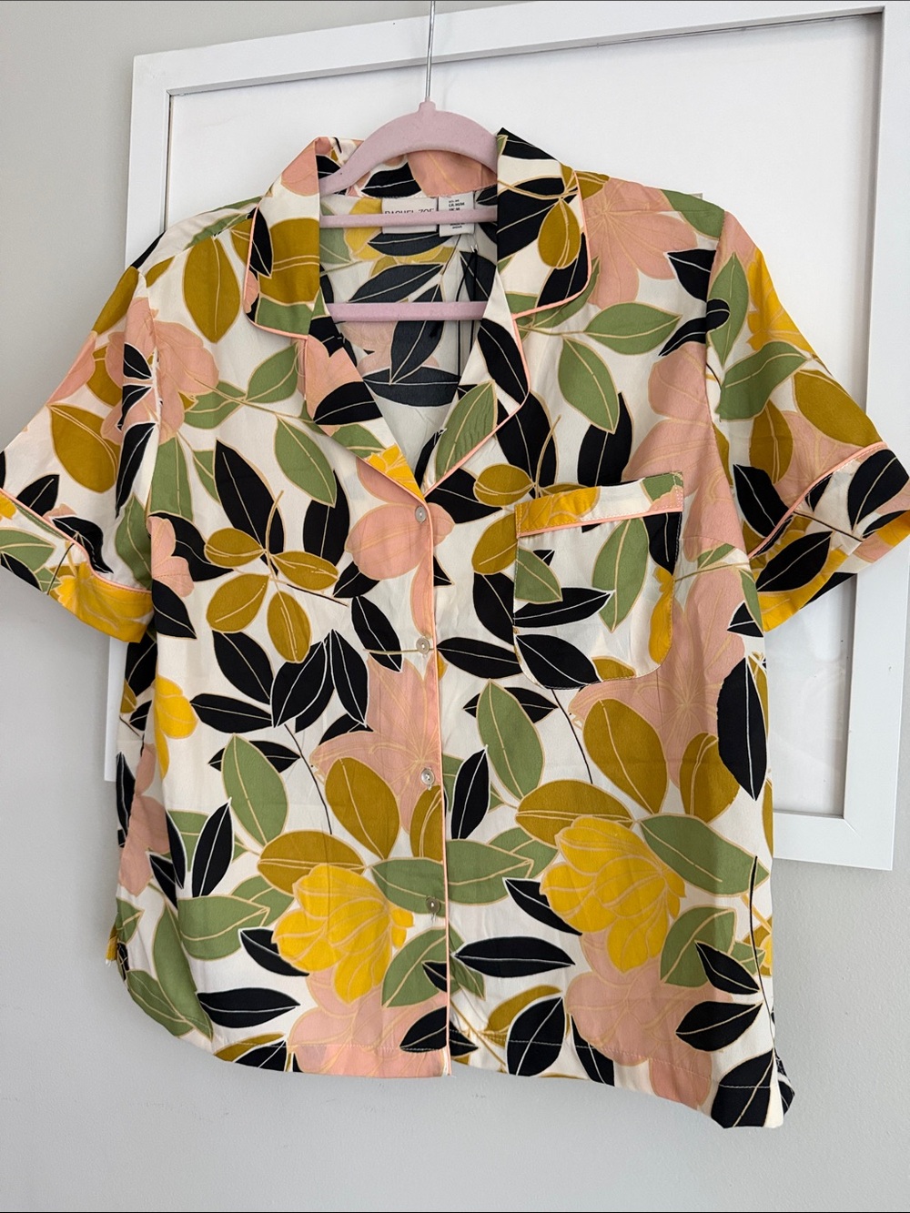 Rachel Zoe Short-Sleeve Floral Button-Down in Pink, Yellow & Green